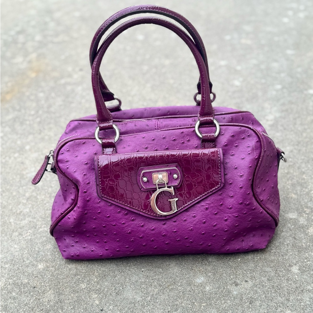 Y2k Vintage Deadstock Purple Guess Vegan Ostrich Leather Handbag
